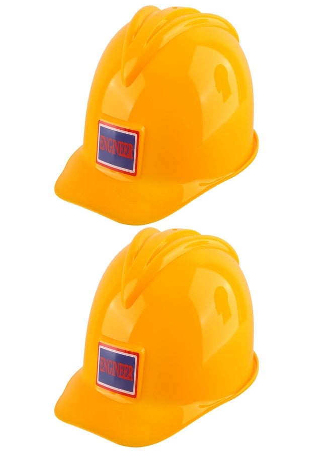 Cotiny 2 Pack Kids Construction Hats Plastic Construction Worker Helmet Kids Toy Construction Hard Hats for Boys Girls Construction Themed Party Supplies - Image 1
